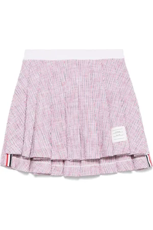 Thom Browne Spódnice, Kobieta, Różowy, S, Pasiasta spódnica A-Line z plisami