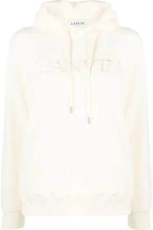 Lanvin Bluzy, Kobieta, Biały, M, Bawełna, Bluza z kapturem o regularnym kroju z haftem
