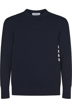Thom Browne Swetry, Mężczyzna, Niebieski, XL, Bawełna, Bawełniany sweter z okrągłym dekoltem