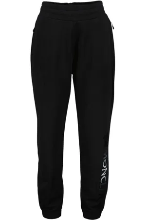 Moncler Spodnie, Kobieta, Czarny, M, Bawełna, Spodnie dresowe z logo o prostym kroju