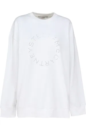 Stella McCartney Bluzy, Kobieta, Biały, M, Bawełna, Bluza z logo z okrągłym dekoltem