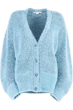 Stella McCartney Swetry, Kobieta, Niebieski, S, Wełna, Wełniany kardigan z mieszanki włókien