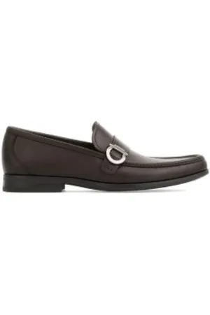 Salvatore Ferragamo Buty, Mężczyzna, brązowy, 39 EU, Skóra, Skórzane mokasyny Gancini