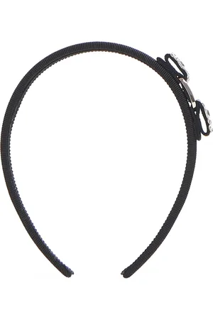 Salvatore Ferragamo Akcesoria, Kobieta, Czarny, ONE SIZE, Bawełna, Opaska do włosów Vara z kokardą z grosgrainu i kryształkami