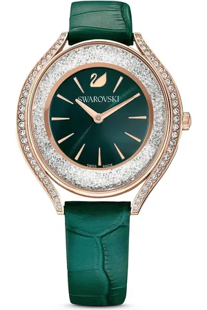 Swarovski Akcesoria, Kobieta, Zielony, ONE SIZE, Skóra, Crystalline Aura Leather Watch