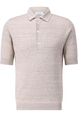 LARDINI Koszulki, Mężczyzna, Beżowy, 2XL, Bawełna, Koszulka Polo z Mieszanki Lnu