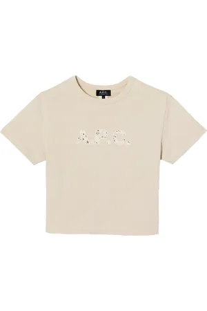 A.P.C. Koszulki, Kobieta, Beżowy, L, Bawełna, Beżowa bawełniana koszulka z logo