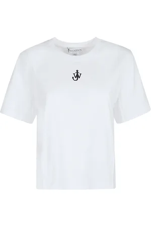 J.W.Anderson Koszulki, Kobieta, Biały, L, Haftowany Krótki T-shirt