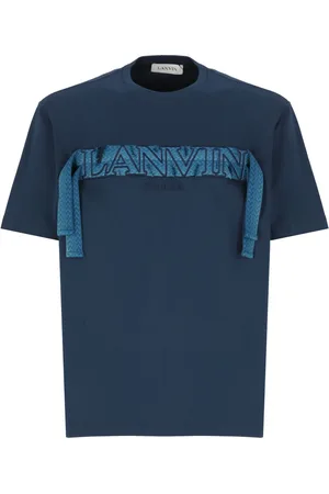 Lanvin Koszulki, Mężczyzna, Niebieski, M, Bawełna, Bawełniany T-shirt