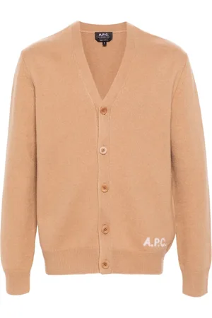 A.P.C. Swetry, Mężczyzna, brązowy, S, Wełna, Kardigan Kenny Camel