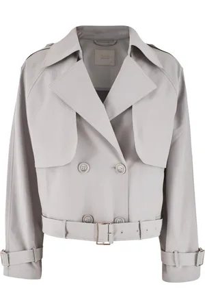 YES ZEE BY ESSENZA Płaszcze, Kobieta, Beżowy, M, Szary Trenchcoat Damski