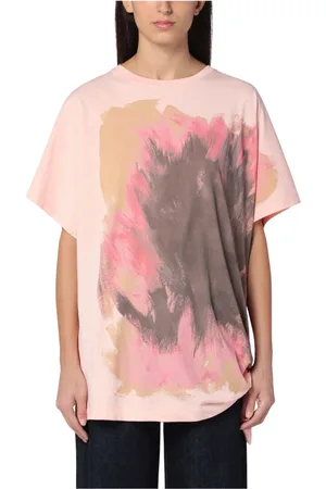 DRIES VAN NOTEN Koszulki, Kobieta, Różowy, S, T-shirt z krótkim rękawem i okrągłym dekoltem