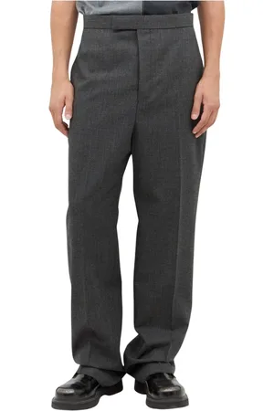 Thom Browne Spodnie, Mężczyzna, Szary, M, Wełna, Wełniane Spodnie Garniturowe