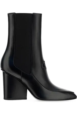 Salvatore Ferragamo Buty, Kobieta, Czarny, 38 EU, Skóra, Marineo Gancini Logo Ankle Botki