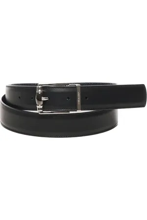 Salvatore Ferragamo Akcesoria, Mężczyzna, Czarny, 105 CM, Skóra, Dwustronny pasek ze skóry cielęcej w dwóch odcieniach