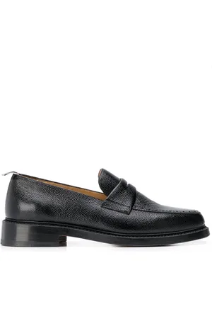 Thom Browne Buty, Mężczyzna, Czarny, 39 EU, Skóra, Wsuwane mokasyny ze skóry groszkowej