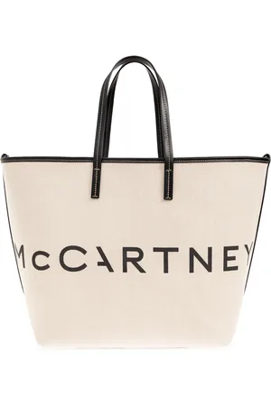 Stella McCartney Torebki, Kobieta, Beżowy, ONE SIZE, Skóra, Torba Shopper z Logo