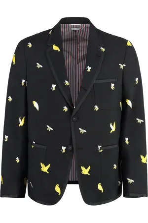 Thom Browne Kurtki, Mężczyzna, Czarny, L, Wełna, Wełniana marynarka z klapami