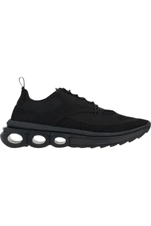 Salvatore Ferragamo Buty, Mężczyzna, Czarny, 41 1/2 EU, Poliester, Dzianinowe sneakersy low-top z plakietką Gancini