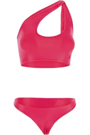 The Attico Stroje kąpielowe, Kobieta, Fioletowy, S, Spandex, Błyszczący zestaw bikini z krzyżowymi ramiączkami