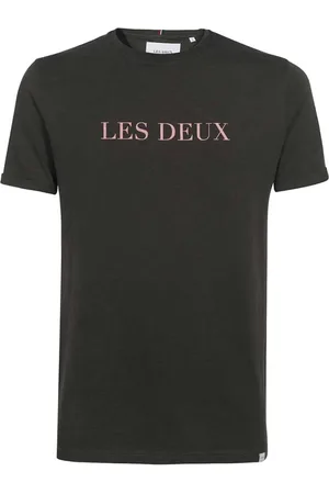 Les Deux Koszulki, Mężczyzna, Czarny, S, Bawełna, Prążkowany T-shirt z bawełny