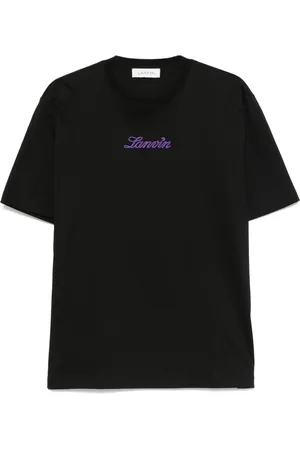 Lanvin Koszulki, Mężczyzna, Czarny, S, Bawełna, T-shirt z logo Bouclette Script