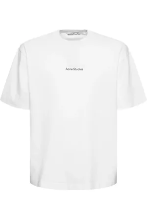 Acne Studios Koszulki, Mężczyzna, Biały, S, Bawełna, T-shirt z białym logo Stamp