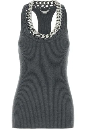 Stella McCartney Koszulki, Kobieta, Szary, M, Wełna, Top z mieszanki wełny stretch