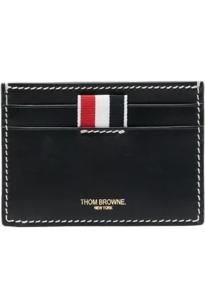 Thom Browne Akcesoria, Mężczyzna, Niebieski, ONE SIZE, Skóra, Skórzany portfel na karty