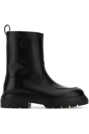 Salvatore Ferragamo Buty, Kobieta, Czarny, 40 1/2 EU, Skóra, Czarne skórzane botki Tirba