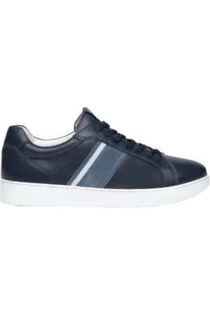 Nero Giardini Buty, Mężczyzna, Niebieski, 41 EU, Skóra, Niebieskie sneakersy ze skóry welurowej