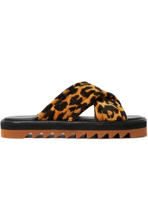 Stella McCartney Buty, Kobieta, brązowy, 36 EU, Bawełna, Sandały z odkrytymi palcami w panterkę