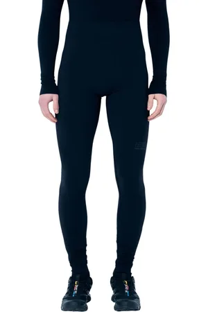 Maison Margiela Spodnie, Mężczyzna, Czarny, L, Teksturowane legginsy z nadrukiem logo