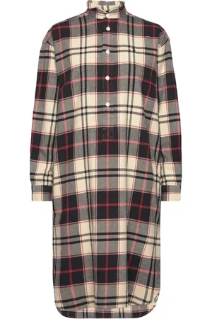 Ralph Lauren Sukienki, Kobieta, brązowy, S, Bawełna, Sukienka koszulowa w kratę z bawełny