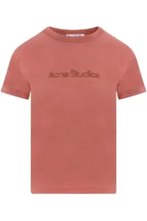 Acne Studios Koszulki, Mężczyzna, Czerwony, M, Bawełna, T-shirt z rozmytym logo