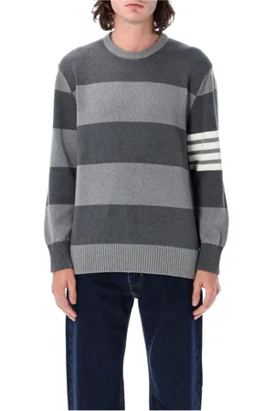 Thom Browne Swetry, Mężczyzna, Szary, L, Bawełna, Sweter Rugby Rose Icon
