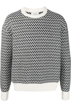 Lanvin Swetry, Mężczyzna, Czarny, M, Sweter z okrągłym dekoltem i motywem Chevron