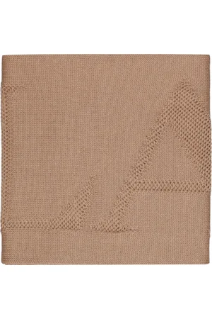 Lanvin Akcesoria, Kobieta, brązowy, ONE SIZE, Wełna, Beżowy wełniany szal z logo w kolorze camel