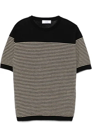 LARDINI Koszulki, Mężczyzna, Czarny, L, Len, Lniana koszulka T-shirt