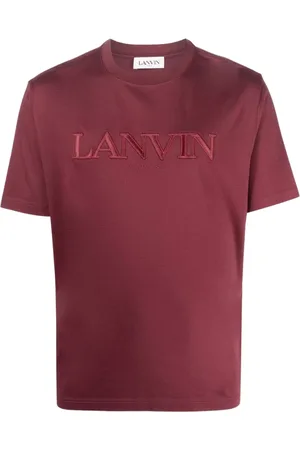 Lanvin Koszulki, Mężczyzna, Czerwony, L, Bawełna, Haftowany T-shirt Paris