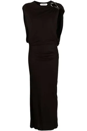 Lanvin Sukienki, Kobieta, brązowy, S, Sukienka Maxi z Detalem Broszki