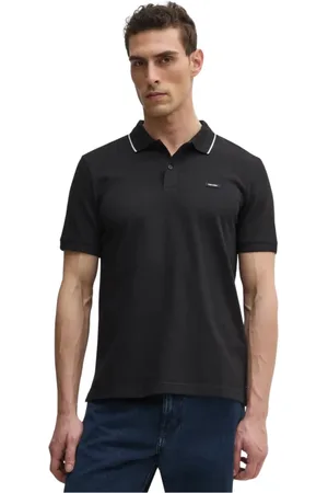 Calvin Klein Koszulki, Mężczyzna, Czarny, 2XL, Bawełna, Czarna Koszulka Polo z Oddychającym Materiałem