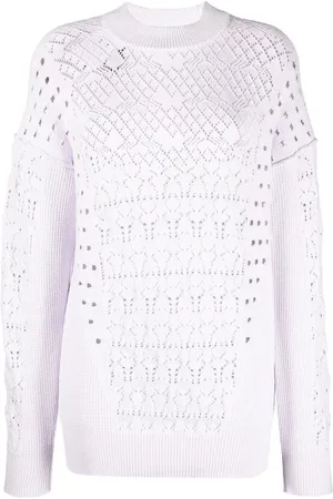 The Attico Swetry, Kobieta, Fioletowy, XS, Nylon, Fioletowy sweter z okrągłym dekoltem z bawełny i nylonu