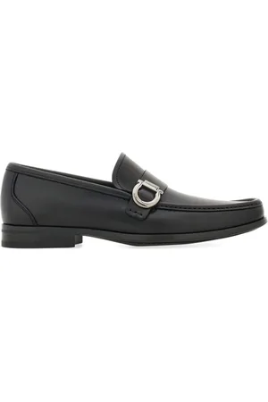 Salvatore Ferragamo Buty, Mężczyzna, Czarny, 44 EU, Skóra, Mokasynyy ze skórzanym paskiem
