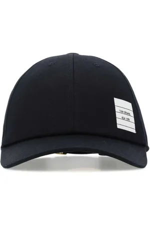 Thom Browne Akcesoria, Mężczyzna, Niebieski, S, Bawełna, Granatowa bawełniana czapka z daszkiem