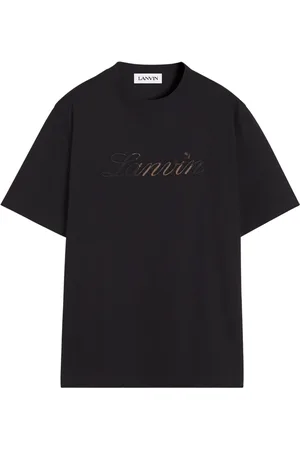 Lanvin Koszulki, Mężczyzna, Czarny, XL, Denim, Czarny T-shirt z logo z denimu