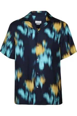 Lanvin Koszule, Mężczyzna, Niebieski, M, Jedwabna koszula Multicolour Thunder