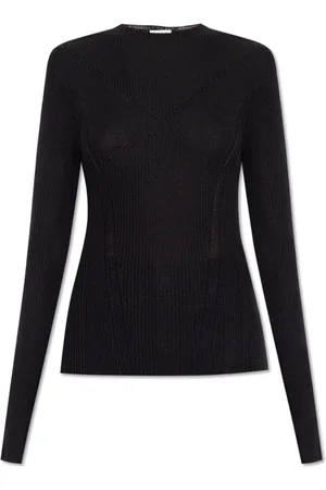 Lanvin Swetry, Kobieta, Czarny, S, Wełna, Prążkowany Top