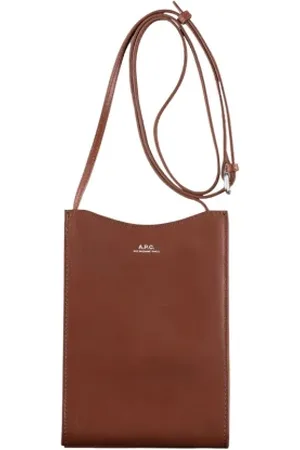 A.P.C. Torebki, Mężczyzna, brązowy, ONE SIZE, Skóra, Skórzana saszetka na szyję Jamie