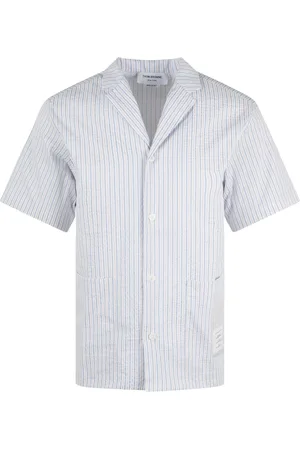 Thom Browne Koszule, Mężczyzna, Biały, M, Nylon, Swim Seersucker Shirt
